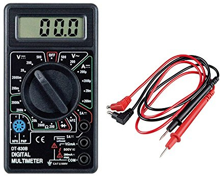 Vetrineinrete® Tester multimetro digitale 2 puntali e cavi a batteria con display e protezione di sovraccarico mini misuratore C47