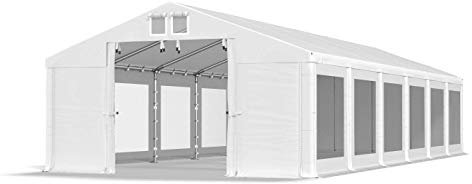 Das Company Tenda per Feste bianco 6x12m Finestre Trasparenti Impermeabile 580 g/m2 PVC Costruzione Summer