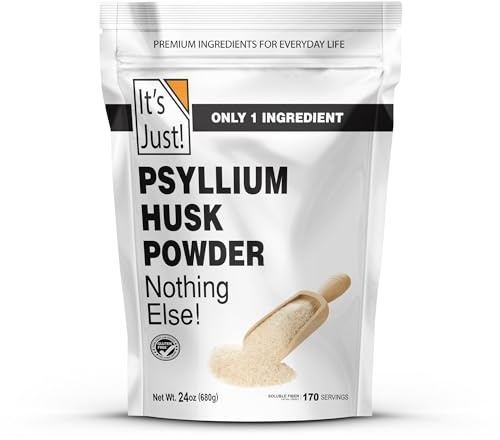 It's Just! - Psyllium Husk Powder, Easy Mixing Dietary Fiber, Cleanse Your Digestive System, Finely Ground Powder, Ideal for Keto Baking, Non-GMO (Unflavored, 24oz (Pack of 1))