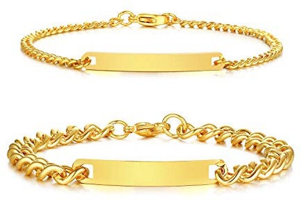 VNOX Personalisierte Gravur Paar Armbänder Personalisierbaren Armbänd Familie Armbänder|Partnerarmband für Paare|Pärchen Armband