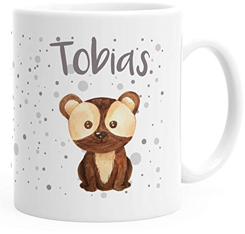 SpecialMe® Kindertasse Kunststoff Hunde Motiv personalisierte Namenstasse für Kinder Jungen weiß Kunstoff-Tasse