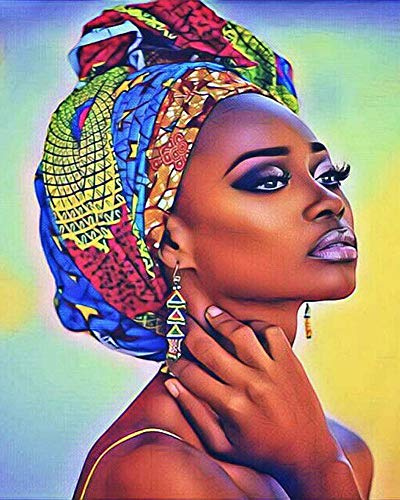 PPTRTYQ DIY Ölgemälde Malen nach Zahlen Erwachsene Kinder, Afrikanische Frau mit Make-up Spielzeug malen Handgemalte Geschenke Zahlenmalerei ab 5 Öl Wandkunst