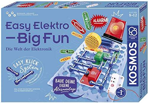 KOSMOS 620608 Easy Elektro - Big Fun, spannende Experimente zu Stromkreisen mit Reihen- und Parallelschaltungen, Radio Bauen, Sound-Anlage, Alarm-Anlage, Experimentierkasten für Kinder , Mittel
