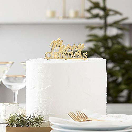 Ginger Ray Cake Topper Decoration Merry Christmas Gold Acryl