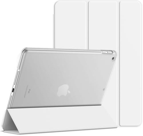 JETech Hülle für iPad 9./8./7. Gen 10,2, Weiß | Für iPad 10,2 (2021/2020/2019), Schlanke Transluzent Rückseite, Dreifach-Ständer, Auto Schlafen/Wachen, Leichter Stoßschutz