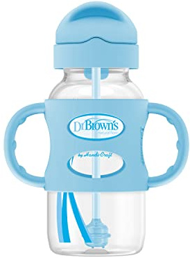 Dr. Brown's - Botella de pico ancho con asas azules