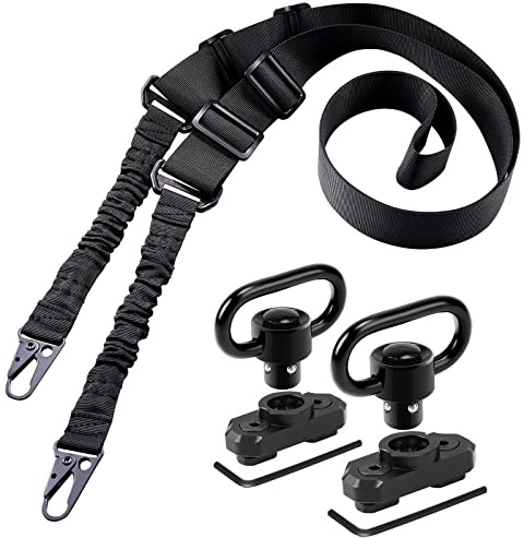 ExtraLong Two Point Rifle Sling with 2 Set 1.25 QD Swivel Mount for M-Rail