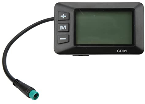 LCD Display Panel, 36V 48V LCD GD01 Display 5 Pin Waterproof Plug Bicycle Display Meter Adjustable Backlight Brightness Speed Mileage Display Ebike Display for JN Controller, Ebike Motor