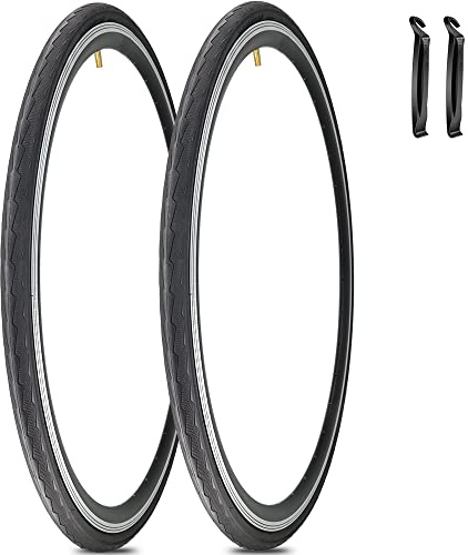 SIMEIQI 2 Pack700x28C Foldable Road Bike Tires 700C Replacement Tires with Folding Bead, Puncture Resistant for Racing & Commuter Bicycles (Slick-B)
