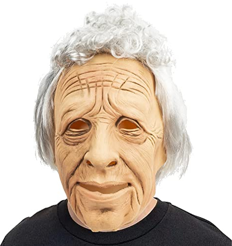 PartyHop Old Man Mask Realistic Human Latex Full Head Mask for Halloween Carnival Costume Party