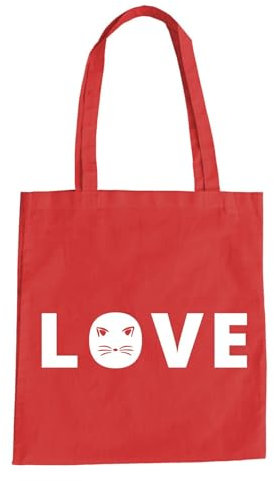 Love Katzengesicht Baumwolltasche - Kätchen Kater Haustier Katze Rot