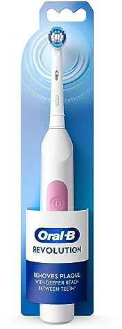 Oral-B Revolution Battery Toothbrush with (1) Brush Head, White, Batteries Included