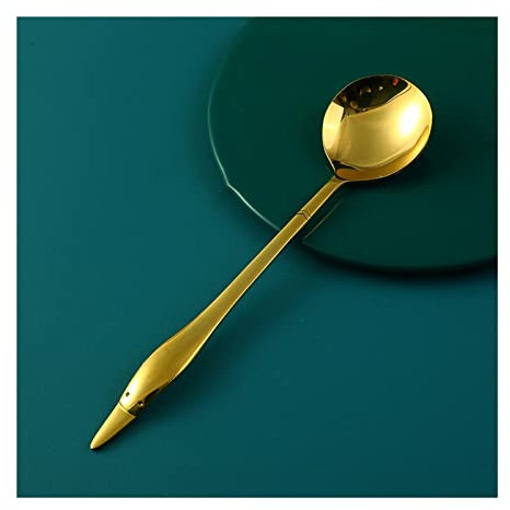 TOMYEUS Table Tea Coffee Soup Spoons Brass Spoon Household Spoon Handmade Coffee Spoon Long Handle Thickened Pure Copper Solid Tableware Dessert Spoon Latte Spoons (Color : E)