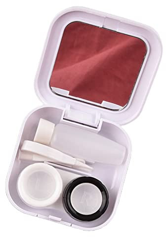 Contact Lenses Travel Case Anti-Break Smell-Less Daily Supplies Eye Contact Lenses Box with Mirror for Gift White