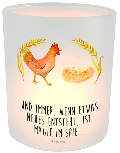 Mr. & Mrs. Panda Glas kerzenhalter Huhn Stolz - Geschenk, Hahn, Bauernhof, Teelichthalter, Windlicht, Hof, Outdoor, Hühner, Terrasse, Schwangerschaft, Spruch