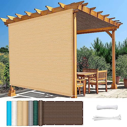 Balkon sichtschutz 120 x 800 cm Wind HDPE UV-Schutz Innen Balkonverkleidung mit Kabelbinder Ohne Bohren für Balkon Terrasse Garten, Beige