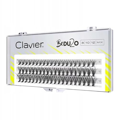 Clavier Ciglia artificiali in ciuffi BeDu2o Double Volume, ciglia in un ciuffo, diverse lunghezze da 8 a 14 mm, ultra volume, per un look perfetto (MIX 8/10/12)