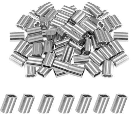 SKYPRO Aluminium-Crimpschlaufenhülse für Drahtseilhülsen, 50 Stück Doppel-Kabelhülsen-Set, Doppelzylinderhülsen, Kabel-Crimphülsen (M5,5 mm)