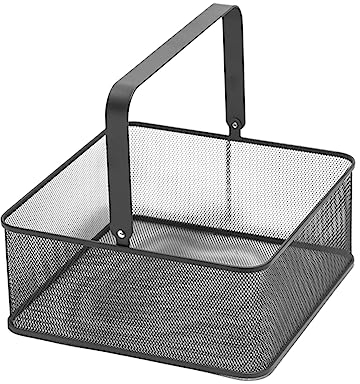 Ciieeo Quadratischer Metallkorb Aus Eisen Handgefertigt Stabil Für Haushalt Und Küche Mittlere Schwarzer Aufbewahrungskorb Für Gemüse Obst Desktop Organizer Multifunktional