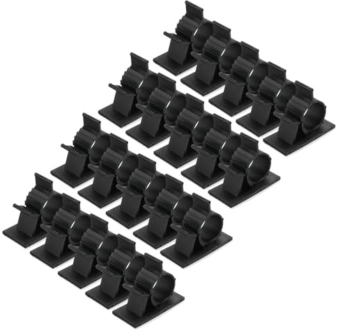 QUARKZMAN 25 Stück Kabelclips, 17-20mm Durchmesser Selbstklebende Nylon Kabelhalter, Verstellbare Kabelmanagement-Organizer-Klemme für PC Schreibtisch Büro, Schwarz