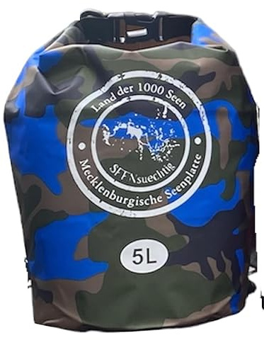 Dry Bag Trockensack Seesack 100% wasserdicht Packsack Tasche Beutel Wasssersport Kanu Kajak SUP Tauchen Schwimmen Baden Strand Angeln Campen wasserfest Schultergurt Drybag Blau Camouflage