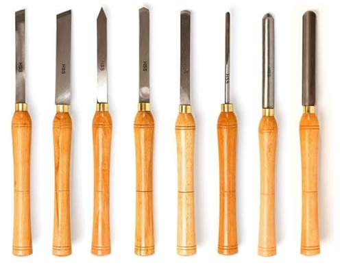 Meißel 8-teiliger Drehmeißel, Holzdrehmeißel, Schneiden, Schnitzen, HSS-Stahlklingen, Holzdrehwerkzeuge, Drehmeißel-Set Schnitzmeissel