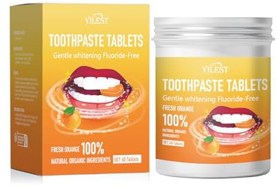 Nano-hydroxyapatite Ultra-whitening Toothpaste has a Variety of Flavors Aluminum can Pack Environmental Travel 60 Pieces (Bottle, Orange Toothpaste Tablet 60pc)