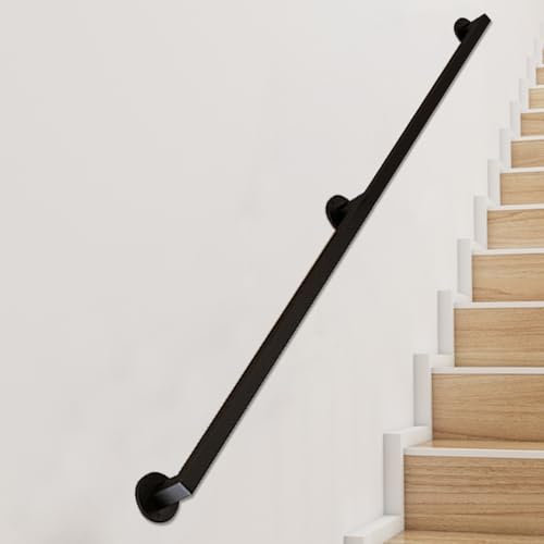 Corrimano a parete nero per scale Kit completo antiscivolo tubo in ferro zincato ringhiera ringhiera ringhiera per interni ed esterni 210 cm.