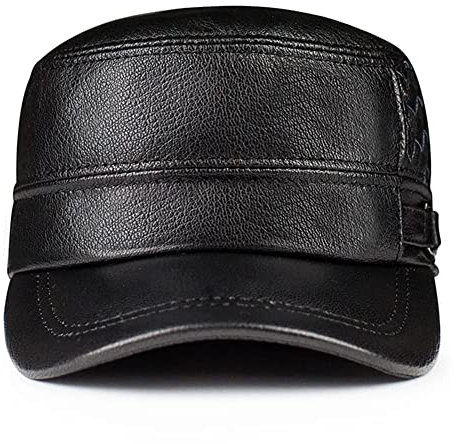 TREWQ Verstellbare Lederhut Baseball -Mütze Männer echte Lederdad Hats Black Brown Herbst Winter Casual für Outdoor black-55-61cm