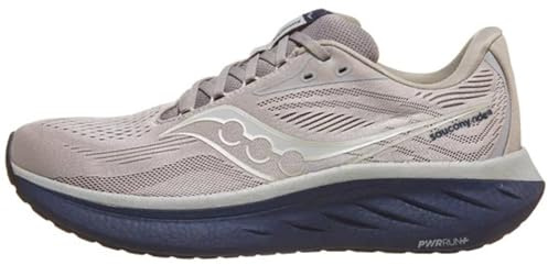 Saucony Men's Ride 18 Sneaker, Dove/Navy, 10.5