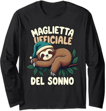Camicia Da Notte Pigiama Bradipo Bambini Donna Uomo Dormire Maglia a Manica