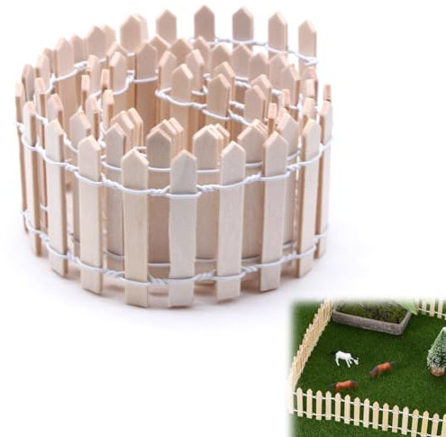RAMGLYO Valla de madera decorativa, valla de jardín, mini decoración, frontera, bonsái, hada, jardín, decoración, ornamento, valla en miniatura (90 x 5 cm)