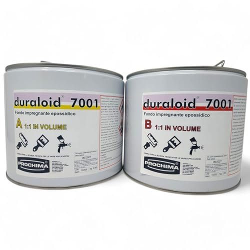 PROCHIMA Duraloid 7001 A+B, Primer Fondo Epossidico Trasparente Bicomponente, Impregnante Fluido ad Alta Penetrazione, 5kg