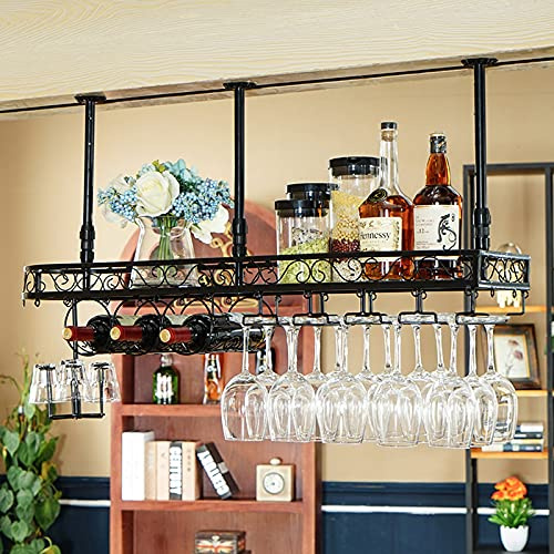 LYXSDMN Mensola sospesa per vino, appendiabiti per calici da vino, bicchiere di vino sottosopra, supporto per calici da vino, barra da bar, mensola sospesa per calici, ripiano per vino