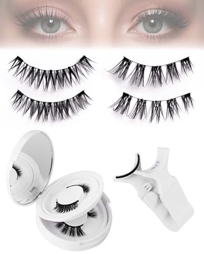 TPZORJX Magnetische Wimpern,Wimpernlifting Set,Magnetic Lashes Ohne Eyeliner,Magnet Wimpern Natürlicher Look,Magnetwimpern mit Applikator,Kein Kleber erforderlich Wimpernmagnetic(Set-A 2 Paar)