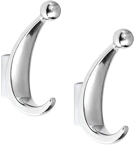 Yundoza Door Hooks Screw in, 2 Pack Metal Bathroom Towel Hook for Coat Robe Keys Clothes Bags(Chrome)