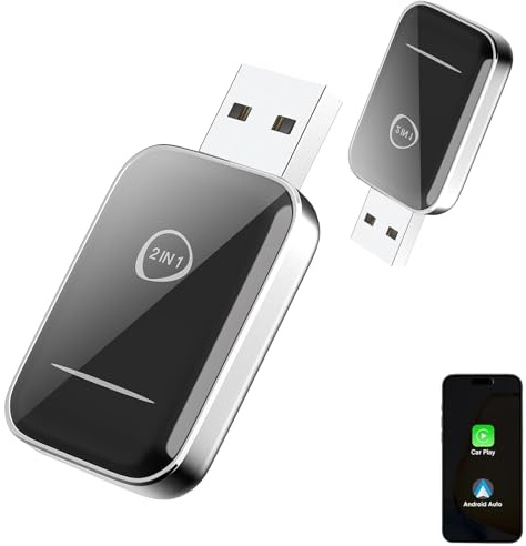 TPSOJJY Wireless CarPlay Adapter,2 In 1 Wireless CarPlay für iOS und Android Auto,2025 Verbesserte Konvertiten,die an Drahtloses Carplay Verkabelt Wurden,für Autos von 2016+ für iOS 10+/Android 11+