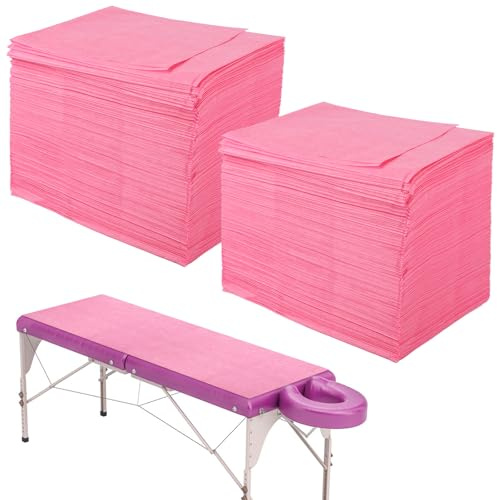 Abdeckung für Massagebetten, Einweg-Bettlaken, 50PCS Einweg-Massage-Spa-Bettlaken, weiche Vliesstoff-Massagetisch-Bettlaken-Schutzbettdecken für Schönheitssalon,Spa,Massage,Hotels, 180 x 80 cm (Rosa)