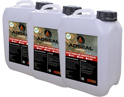 AdSeal Block Paving and Concrete Sealer, Water-Based sealer suitable for Block Paving, Imprinted, Flags or any Concrete Surface - Satin Finish (White, 15 Litre)