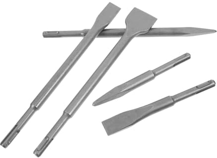 LOPUNER Set di 5 Scalpelli per Martello Perforatore, per Pareti in Calcestruzzo, in Acciaio e Plastica, Custodia, per Vari Progetti