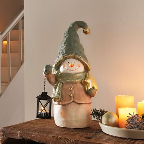 FRANK FLECHTWAREN Figur Schneemann mit Laterne, Polyresin, Metall, Glas Maße: Höhe 43 cm, ohne Teelicht