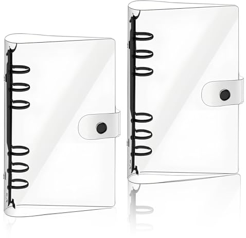 MYLERCT 2 Stück Ringbuch A6 Nachfüllbar, 6 Ring A6 Binder Transparente PVC | 6 Loch A6 Ringbuch Abdeckung, Nachfüllbares Ringordner mit Druckknopf, Wasserdicht & Langlebig, für Notizen, Tagebuch & Reise