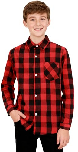 mintgreen Chemise a Carreaux Enfant, Coton, Rouge Tartan, 11-12 Ans, 160