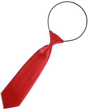 Larrel Boys Red Tie, Pre-Tied Kids Necktie, Adjustable Toddler Tie, Pure Color Ties for Wedding and School Graduation, Clip On Neck Ties for Uniform and Shirt