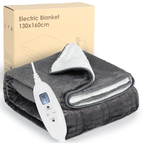 Couverture Chauffante,160x130CM Couverture électrique, Plaid Chauffant 4 Réglages de Température,4 Réglages Horaires Lavable en Machine (160 * 130CM)
