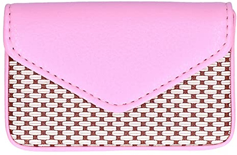 ANKROYU Visitenkartenetui, PU-Leder, Kreditkartenetui, stilvolles, schlankes, tragbares Ausweis-Etui für Männer und Frauen, professionelles Büro-Reisezubehör, Schwarz, 10,2 x 6,6 x (Rosa)