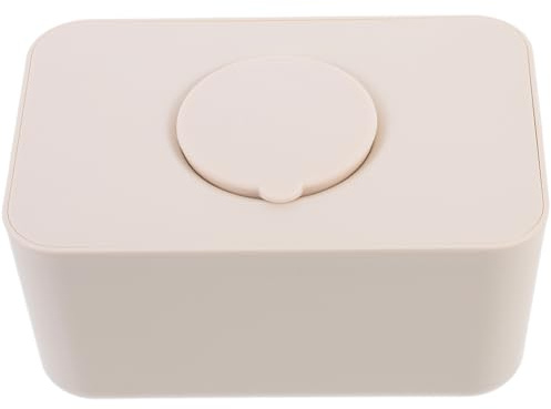 TOGEVAL Silikon Feuchttuchbox mit Deckel Luftdicht Verschließbar Große Kapazität Wiederverwendbar Stilvoller Feuchttücherhalter für Auto Büro und Zuhause Beige Praktischer Wipes behälter