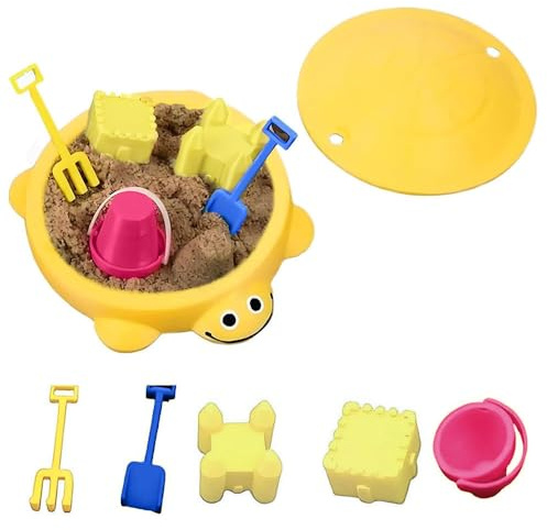 Mini Turtle Sandbox Desk Toyw, Cute Zen Garden Kit with Rake & Small Tools, Portable Turtle Shell Storage, Desk Decor, Portable Turtles Shell Storage, Relaxation Gift for Home Office (Yellow)