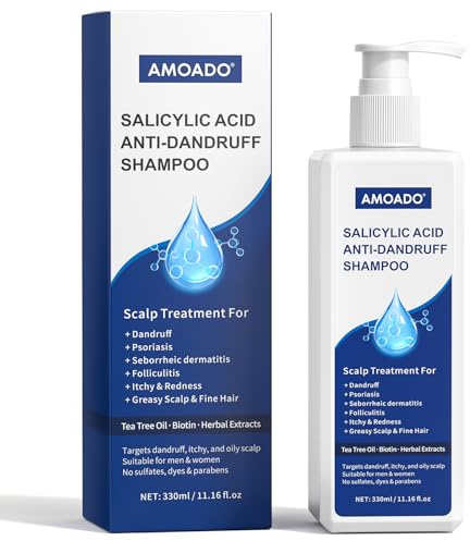 Anti-Schuppen-Shampoo mit Salicylsäure und Teebaumöl, bekämpft Schuppen, beruhigt juckende und gerötete Kopfhaut, wirkt gegen fettige Kopfhaut und Pickelchen für Männer und Frauen, 330 ml