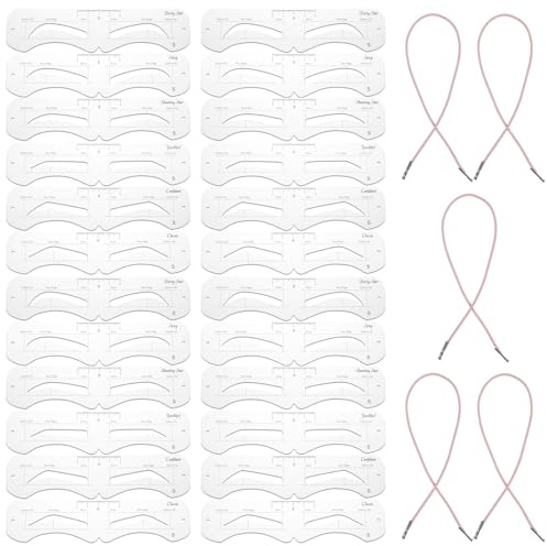 15 pares de plantillas para cejas con soporte, plantillas de maquillaje transparentes reutilizables para cejas, sellos para damas, para estilo de cejas, adecuado para principiantes, contornos precisos